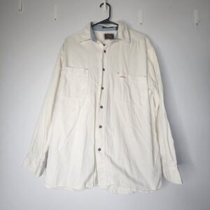 Vintage Wrangler Hero Men's L  Button Down Shirt White Workwear Western Pockets
